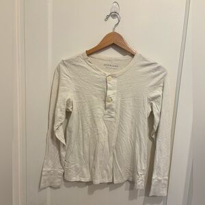 Everlane 100% Cotton Off-White Long Sleeve Henley Medium